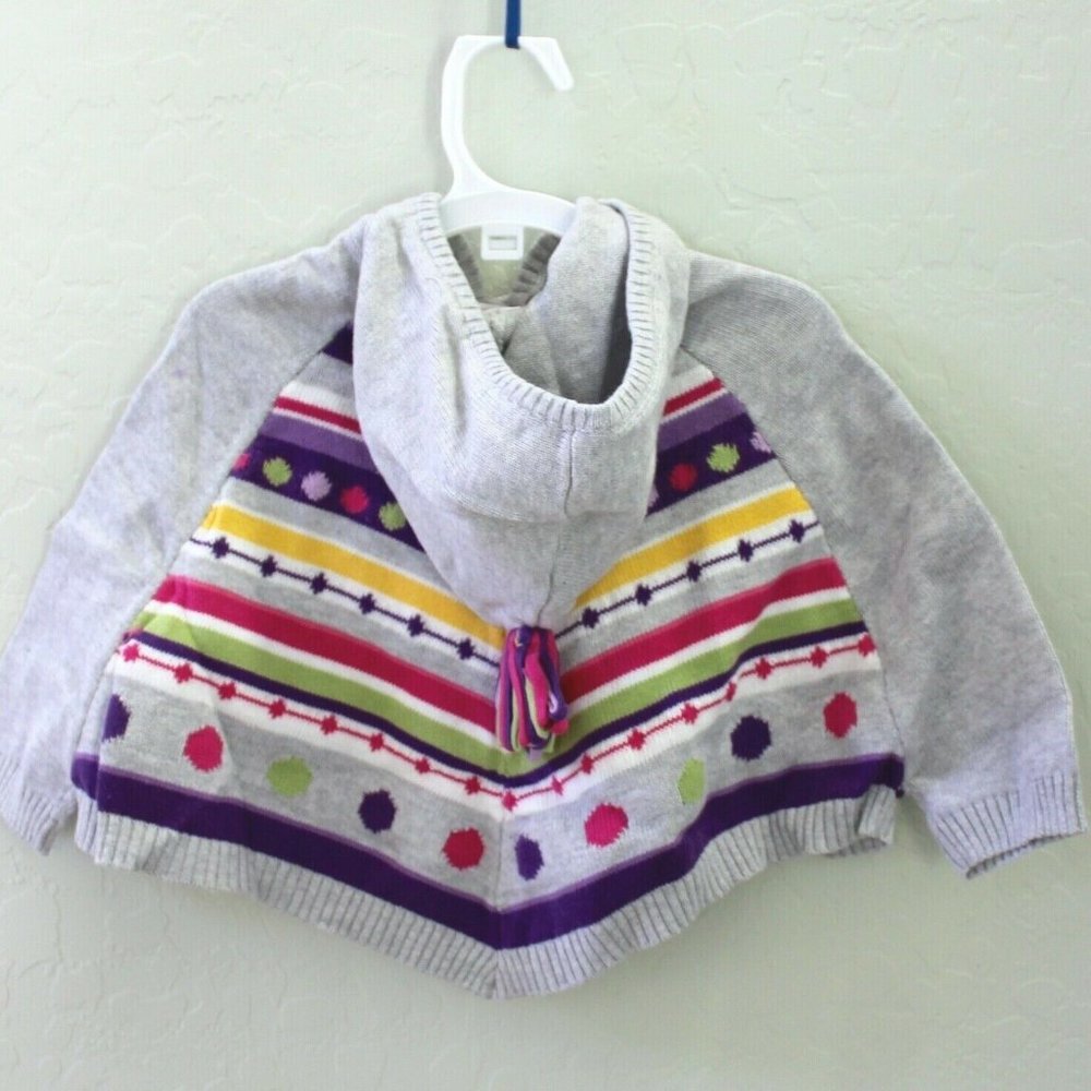 Gymboree Stripe Hooded Button Down Knit Cape Poncho Sweater Size 12-18M